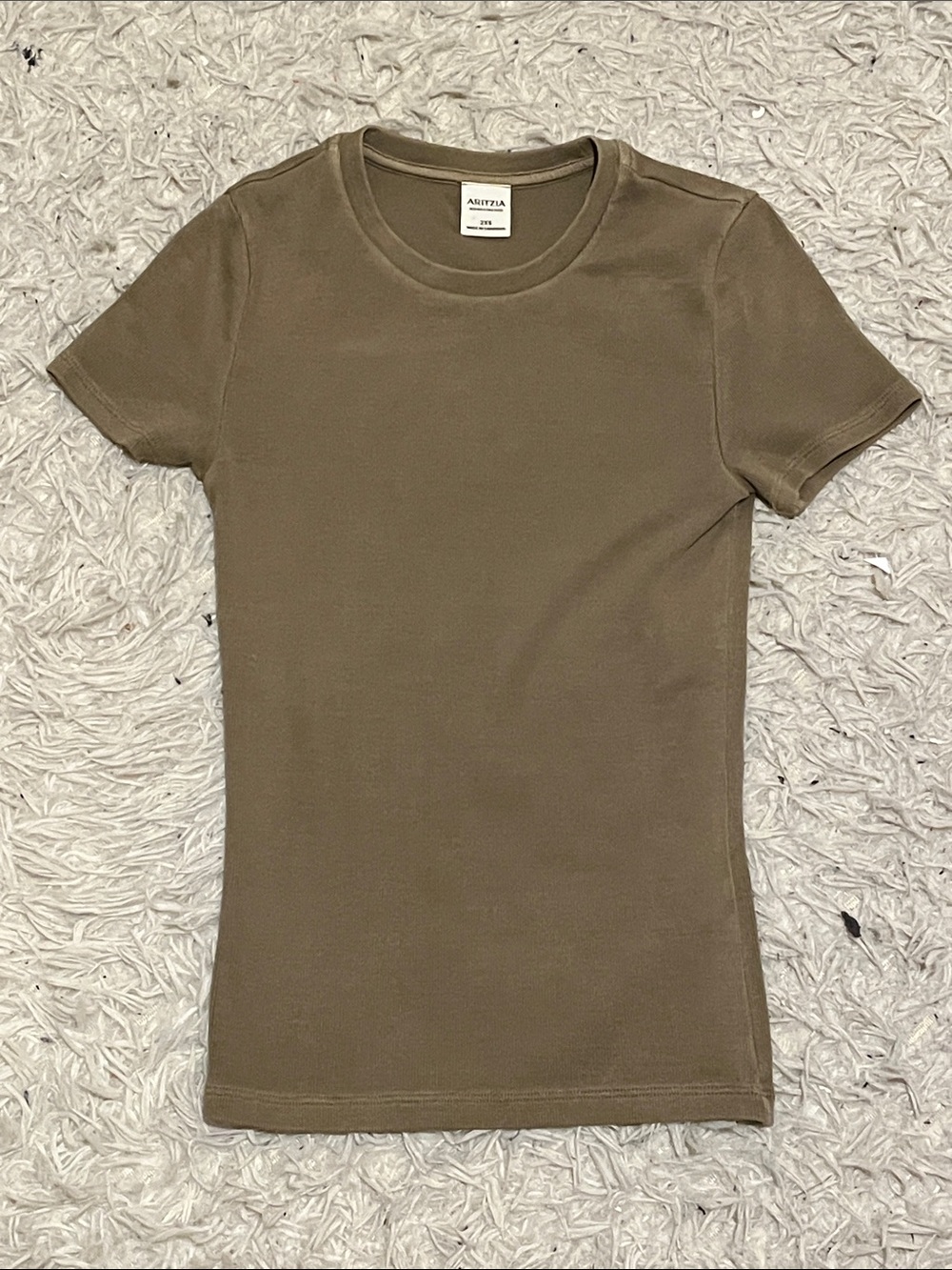 Aritzia Olive Crewneck Slim full length Short Sleeve Tee